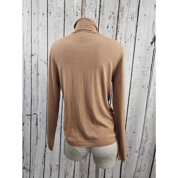 Maria Di Ripabianca 12 Lightweight Cashmere Turtleneck Sweater Tan Designer EUC - Picture 3 of 5